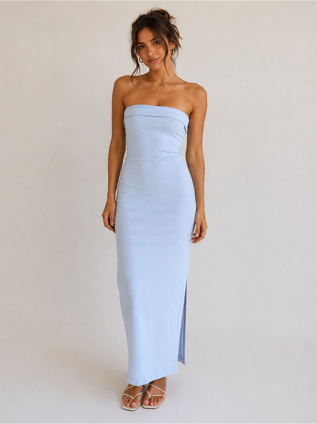 Prettygarden Strapless Ribbed Maxi Dress - Xs